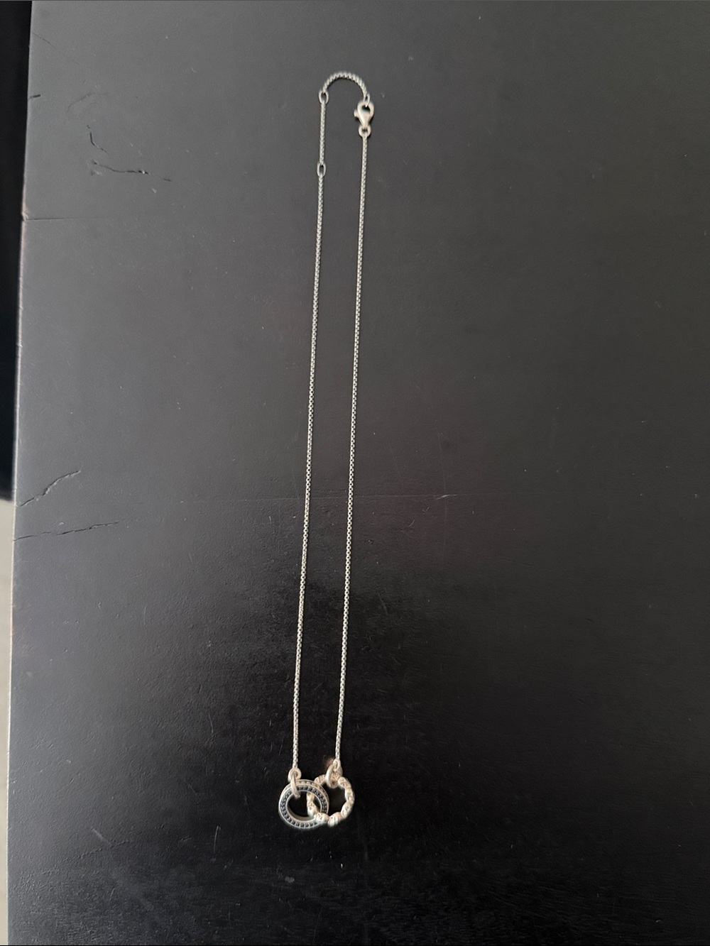 Sterling Silver Double Circle Pendant Necklace - Silver
